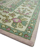 Custom Made Tree of life Traditional Floral Light Purple, Green, Olive and Beige Hand Tufted wool Area Rug