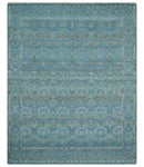 Custom Made Turkish Design Blue And Gray Hand Knotted Afghan Wool Area Rug