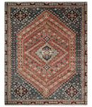 Custom Made Turkish Style Rust and Charcoal Traditional Medallion Hand knotted wool Area Rug
