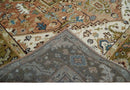 Custom Made Vintage Style Olive, Rust and Ivory Hand knotted Traditional wool Area Rug