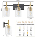 Jasper Modern Clear Glass 3-Light Bathroom Vanity Light