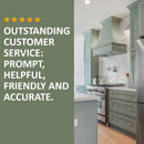 Light Grey Range Hood With Curved Front, Brass Strapping and Buttons - 30", 36", 42", 48", 54" and 60" Widths Available