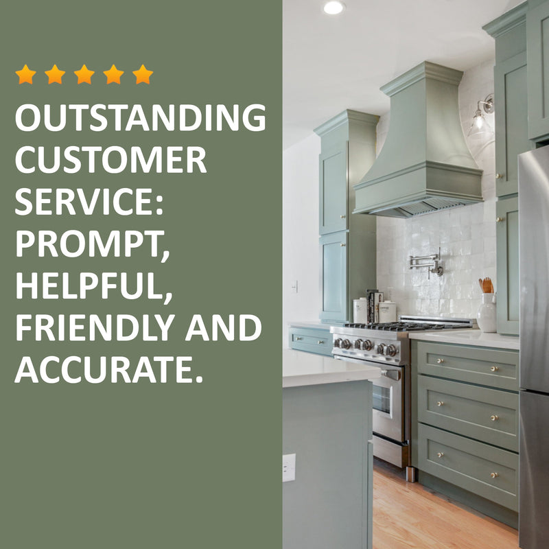 White Range Hood With Curved Front and Brass Strapping - 30", 36", 42", 48", 54" and 60" Widths Available