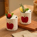 Cute apple pattern porcelain coffee mug dining room bowknot pattern