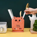 Cute bear coral & white cutlery organizer stand kitchen storage