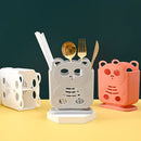 Cute bear coral & white cutlery organizer stand kitchen storage