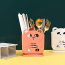 Cute bear coral & white cutlery organizer stand kitchen storage