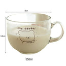 Cute bear print glass coffee mug kitchen cereal cup