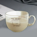 Cute bear print glass coffee mug kitchen cereal cup