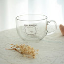Cute bear print glass coffee mug kitchen cereal cup