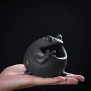 Cute big belly frog black ceramic ashtray living room decor gift