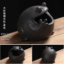 Cute big belly frog black ceramic ashtray living room decor gift