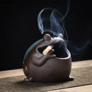 Cute big belly frog black ceramic ashtray living room decor gift