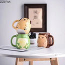 Cute cartoon animal ceramic mug set of 5 kitchen breakfast cups