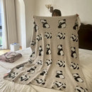 Cute cartoon pink & beige cat flannel blanket bedroom throw