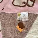 Cute cartoon pink & beige cat flannel blanket bedroom throw