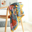 Cute cat bath towel blue knitted animal pattern bathroom wrap