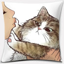 Cute cat kiss love cartoon pillowcase set – bedroom decor