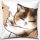 Cute cat kiss love cartoon pillowcase set – bedroom decor