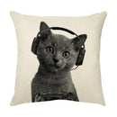 Cute cat sofa cotton linen cushion cover living room pillow case
