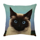 Cute cat sofa cotton linen cushion cover living room pillow case