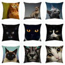 Cute cat sofa cotton linen cushion cover living room pillow case
