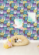 Cute Cats Colorful Seamless Pattern Wallpaper