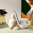 Cute cream ceramic bear cellphone stand bedroom desktop ornament