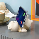 Cute cream ceramic bear cellphone stand bedroom desktop ornament