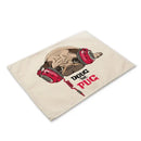 Cute dog linen dining mats set of 6 pug illustrations