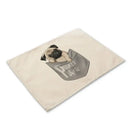 Cute dog linen dining mats set of 6 pug illustrations