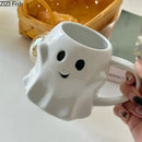 Cute ghost white ceramic mug set kitchen coffee cups