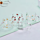 Cute letter glass mug kitchen printed fruit and flower drinkware