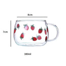 Cute letter glass mug kitchen printed fruit and flower drinkware