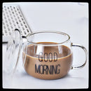 Cute letter glass mug kitchen printed fruit and flower drinkware