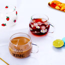 Cute letter glass mug kitchen printed fruit and flower drinkware