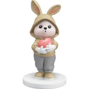 Cute pink rabbit desk figurines bedroom home decor bunny with heart