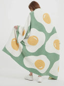 Cute poached egg blanket green knitted throw bedroom decor