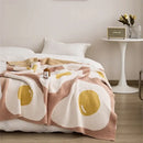 Cute poached egg blanket green knitted throw bedroom decor
