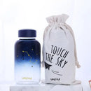 DecorBites™ Blue Glass Water Bottle 600ml Cute Polar Bear Seal Design Waterbottle