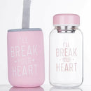 DecorBites™ Blue Glass Water Bottle 600ml Cute Polar Bear Seal Design Waterbottle