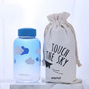 DecorBites™ Blue Glass Water Bottle 600ml Cute Polar Bear Seal Design Waterbottle