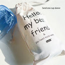 DecorBites™ Blue Glass Water Bottle 600ml Cute Polar Bear Seal Design Waterbottle