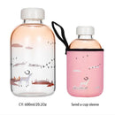 DecorBites™ Blue Glass Water Bottle 600ml Cute Polar Bear Seal Design Waterbottle