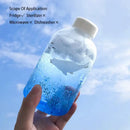 DecorBites™ Blue Glass Water Bottle 600ml Cute Polar Bear Seal Design Waterbottle