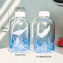 DecorBites™ Blue Glass Water Bottle 600ml Cute Polar Bear Seal Design Waterbottle