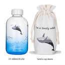 DecorBites™ Blue Glass Water Bottle 600ml Cute Polar Bear Seal Design Waterbottle