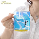 Cute polar bear glass coffee mug kitchen heat resistant tea cup