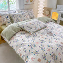 Cute printed cotton duvet cover cream & navy bedroom bedding set
