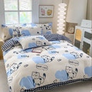 Cute printed cotton duvet cover cream & navy bedroom bedding set